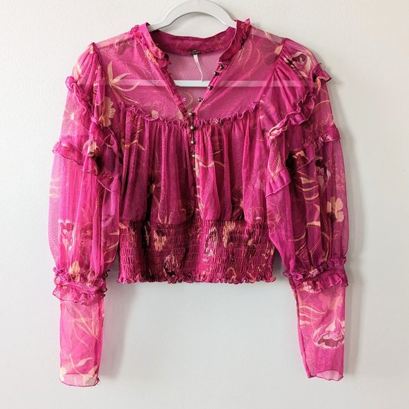 Free People Time for Shine Mesh Cropped Blouse - Picture 4 of 11